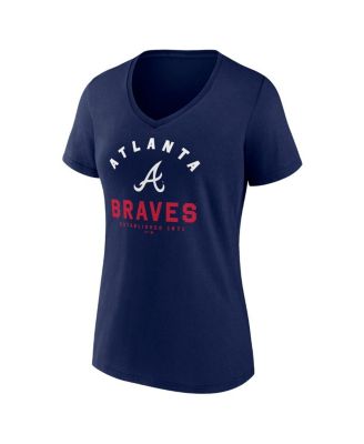Женская спортивная футболка с логотипом Atlanta Braves темно-синего цвета с непревзойденным V-образным вырезом