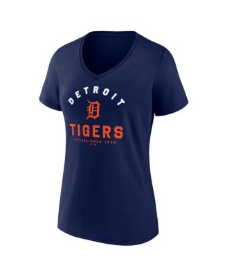 Женская спортивная футболка с логотипом Detroit Tigers темно-синего цвета с непревзойденным V-образным вырезом