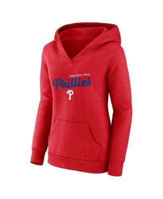 Красный логотип спортивная женская Филадельфия Филлис логотип триумфальное V-образным вырезом пуловер толстовка с капюшоном