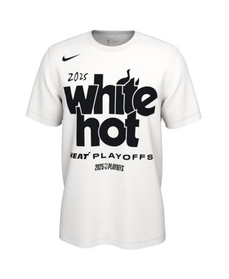Мужская и женская белая футболка Nike Miami Heat 2025 с мантрой плей-офф НБА на корте