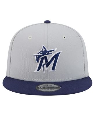 Мужская кепка-бейсболка New Era Miami Marlins серого / темно-синего цвета в 2-тонном цветовом наборе 9FIFTY Snapback