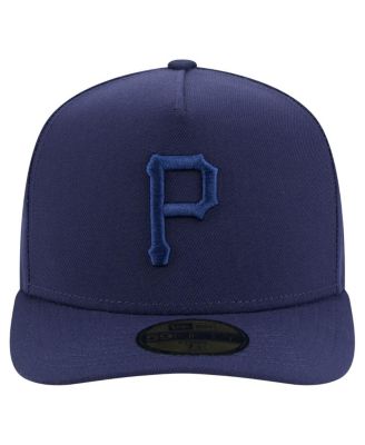 Мужская темно-синяя шляпа New Era Pittsburgh Pirates Color Pack A-Frame 59, облегающая фигуру.