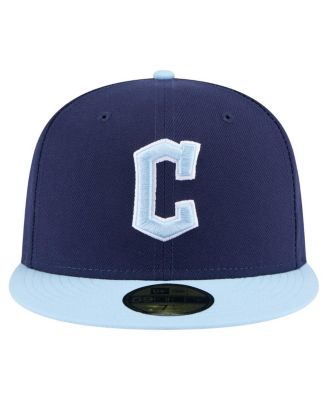 Мужская темно-синяя/светло-голубая шляпа Cleveland Guardians Color Pack от New Era, 2-тонная приталенная шляпа длиной 59 сантиметров