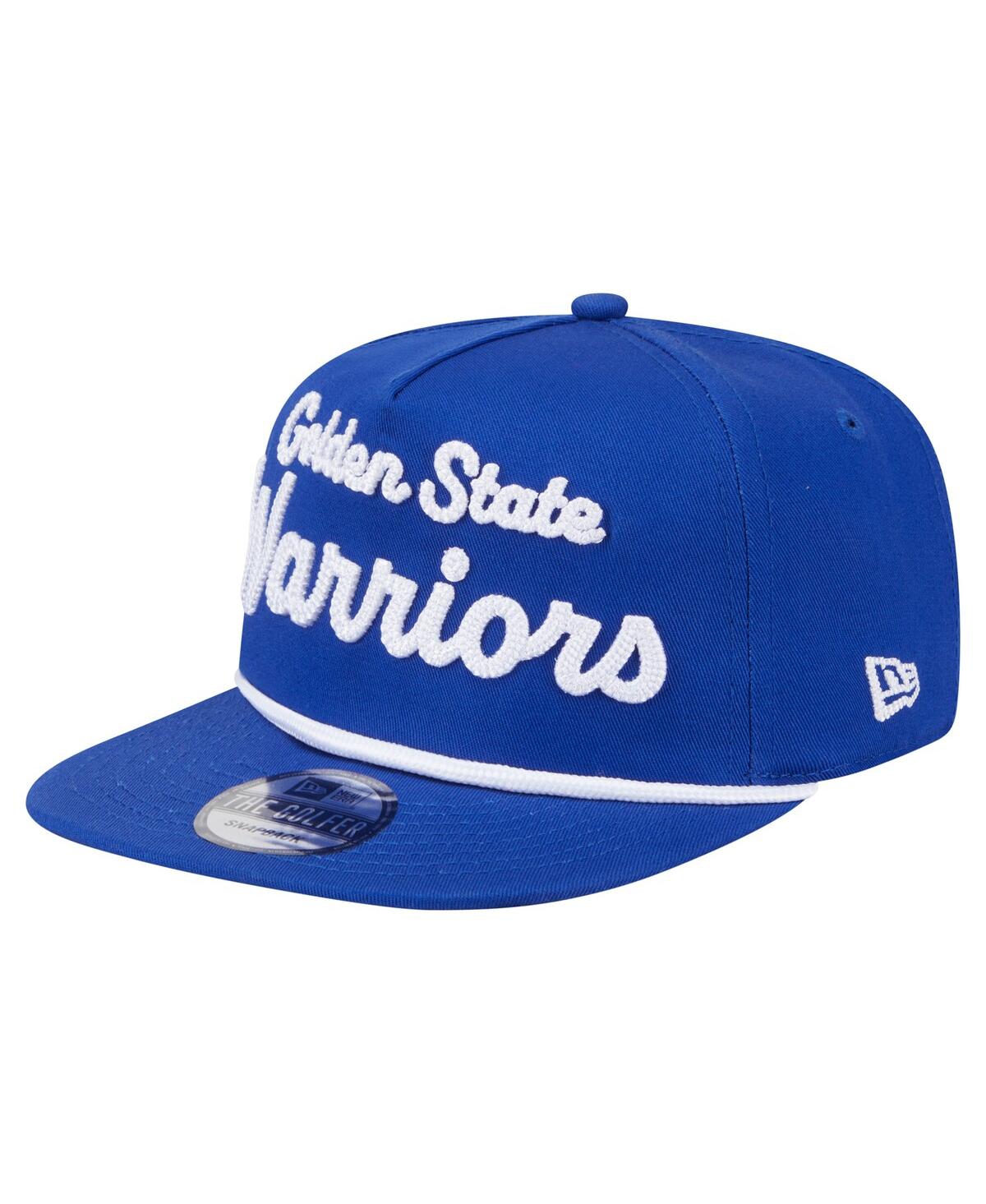 NEW ERA MEN'S ROYAL GOLDEN STATE WARRIORS TEAM TEXT GOLFER SNAPBACK HAT 