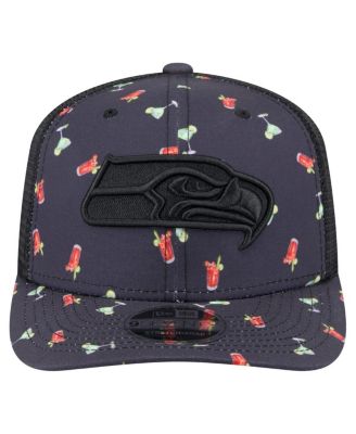 Мужская темно-синяя / черная кепка Seattle Seahawks Adventure Drinks с рисунком 9SEVENTY, стрейчевая на кнопках, Новая эра