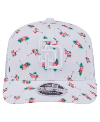 Мужская белая шляпа San Diego Padres Flamingo с сетчатой спинкой 9SEVENTY на эластичной застежке New Era