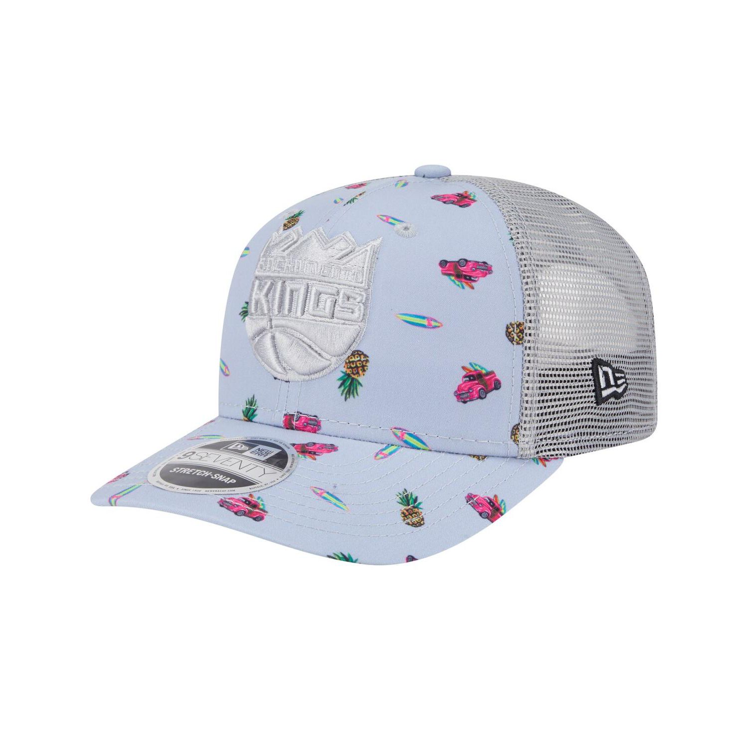 Men's Light Blue/Gray Sacramento Kings Adventure Aloha Pattern 9SEVENTY Stretch-Snap Hat