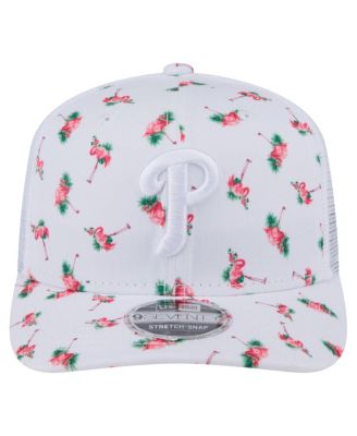 Мужская белая шляпа Philadelphia Phillies Flamingo с сетчатой спинкой New Era 9SEVENTY, стрейчевая на застежке