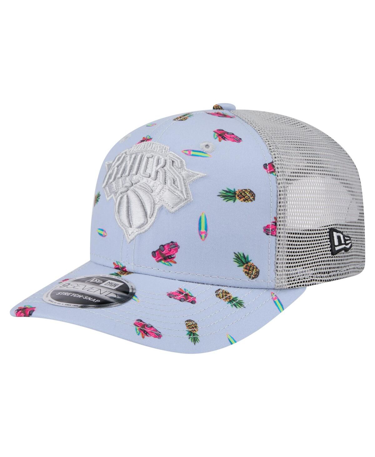 New Era Men's Light Blue/gray New York Knicks Adventure Aloha Pattern 9seventy Stretch-snap Hat