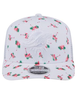 Men's White Miami Dolphins Adventure Flamingo Pattern 9SEVENTY Stretch Snap Hat