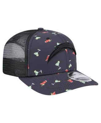 Men's Navy/Black Los Angeles Chargers Adventure Drinks Pattern 9SEVENTY Stretch Snap Hat