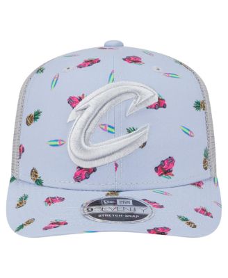 Мужская светло-голубая/серая кепка Cleveland Cavaliers Adventure Aloha с рисунком New Era 9SEVENTY с эластичной застежкой