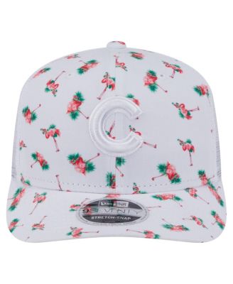 Мужская белая шляпа Chicago Cubs Flamingo с сетчатой спинкой New Era, 9SEVENTY, стрейч-на кнопках