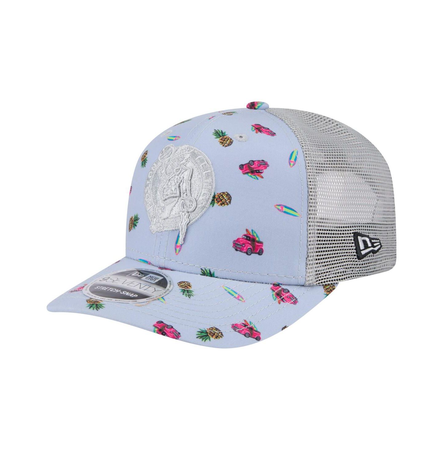 Мужской головной убор New Era Light Blue/Gray Boston Celtics Adventure Aloha Pattern 9SEVENTY Stretch-Snap Hat — фото 1