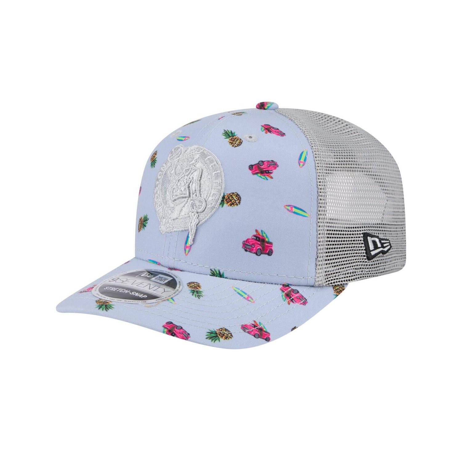 Men's Light Blue/Gray Boston Celtics Adventure Aloha Pattern 9SEVENTY Stretch-Snap Hat