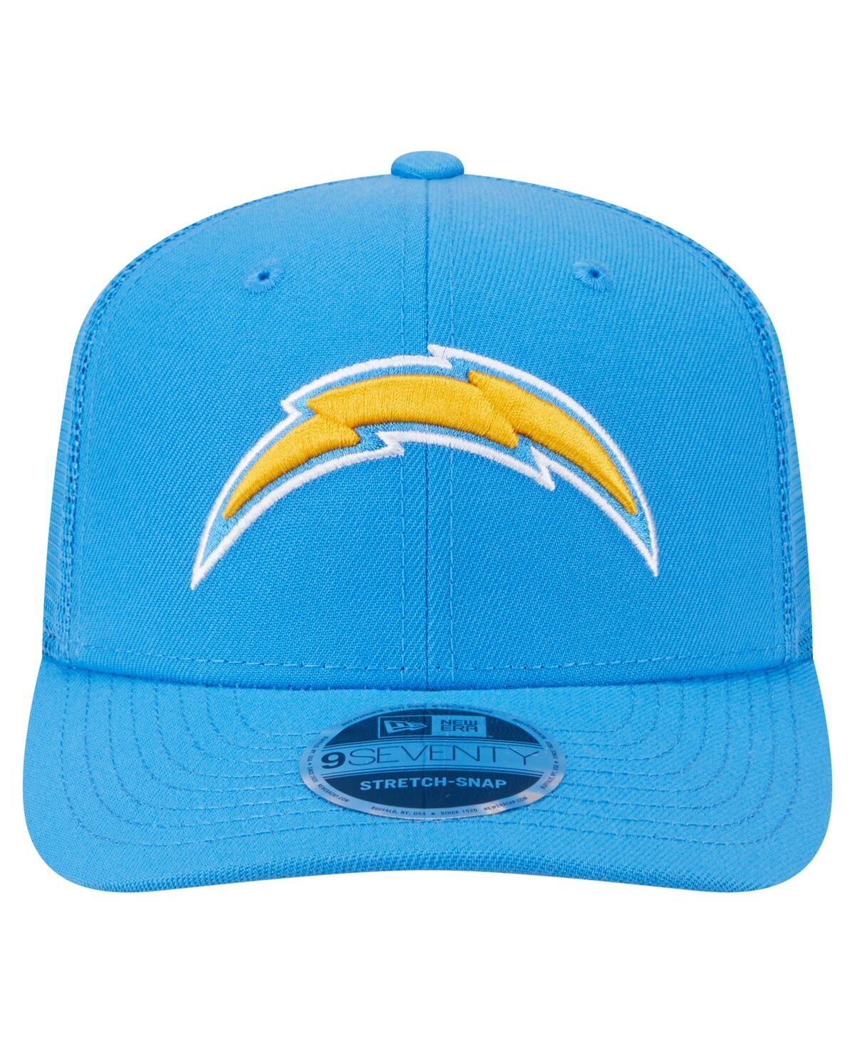 NEW ERA MEN'S POWDER BLUE LOS ANGELES CHARGERS MAIN TRUCKER 9SEVENTY STRETCH SNAP HAT 