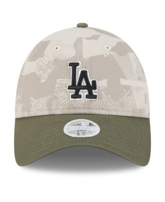 Женская светло-бежевая/оливковая шляпа New Era Los Angeles Dodgers 2025, посвященная Дню Вооруженных сил, с регулируемой длиной 92 см.