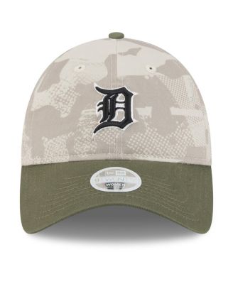 Женская светло-бежевая/оливковая шляпа Detroit Tigers 2025, День Вооруженных сил, Новая эра, 9-двадцатилетняя регулируемая шляпа