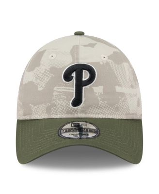 Мужская светло-бежевая/оливковая шляпа Philadelphia Phillies 2025, День Вооруженных сил, Новая эра, 9-двадцатилетняя регулируемая шляпа