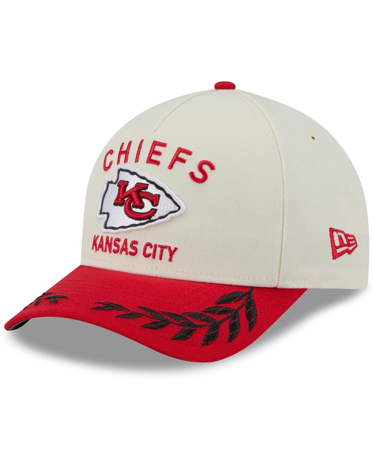 NEW ERA MEN'S CREAM/RED KANSAS CITY CHIEFS 2025 NFL DRAFT 9FORTY A-FRAME M-CROWN ADJUSTABLE HAT 