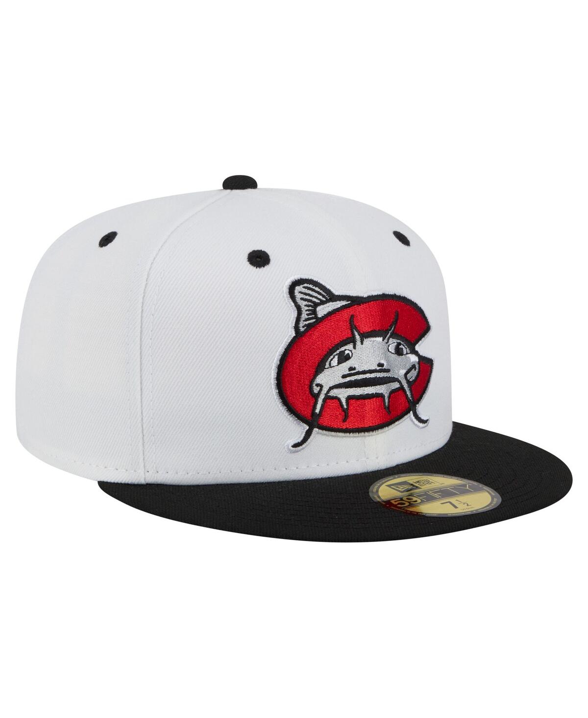 New Era Men's White/black Carolina Mudcats Authentic Collection 59fifty Fitted Hat