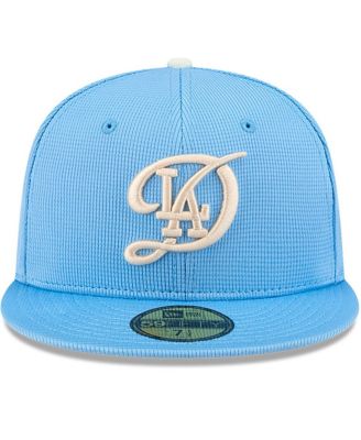 Мужская светло-голубая бейсболка New Era Los Angeles Dodgers City Connect для тренировок по бейсболке 59-го размера, приталенная шляпа