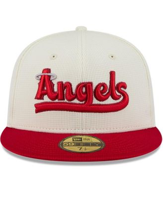 Мужская приталенная шляпа New Era кремово-красная Los Angeles Angels City Connect для тренировки по бейсболке 59FIFTY