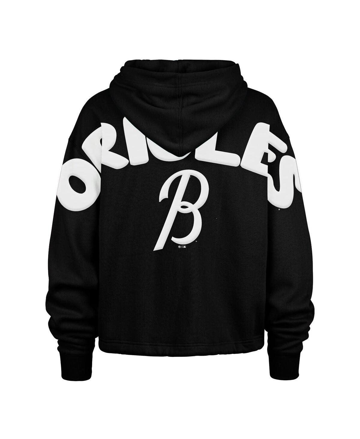 47 BRAND WOMEN'S BLACK BALTIMORE ORIOLES CITY CONNECT VENICE CROPPED PULLOVER HOODIE 