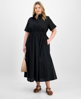 On 34th - Trendy Plus Size Short-Sleeve Popover Shirtdress