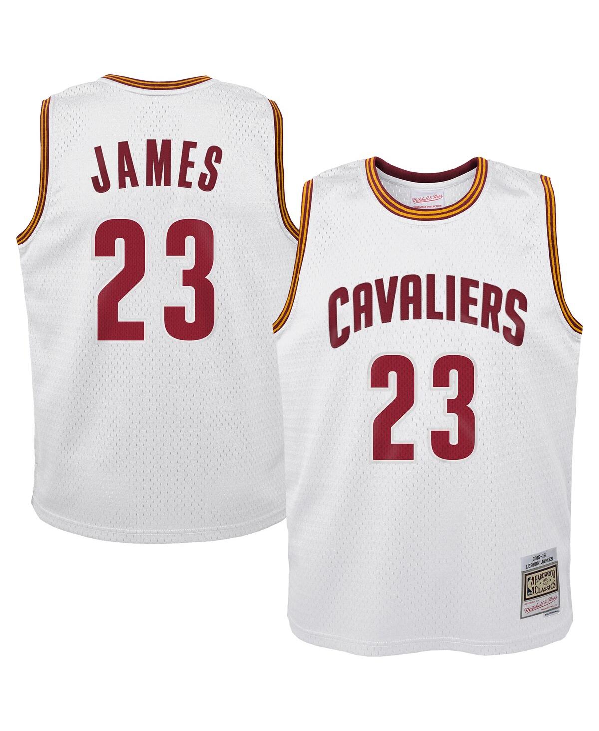 Mitchell & Ness Big Boys and Girls LeBron James White Cleveland Cavaliers 2015-16 Hardwood Classics Swingman Throwback Home Jersey - White