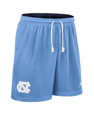 Мужские шорты Jordan светло-голубого/ темно-синего цвета North Carolina Tar Heels 2025 с боковыми вставками и реверсивным эффектом.