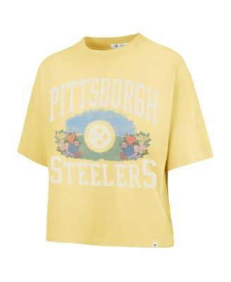 Женская укороченная футболка желтого цвета Pittsburgh Steelers Florentina Montauk от бренда '47