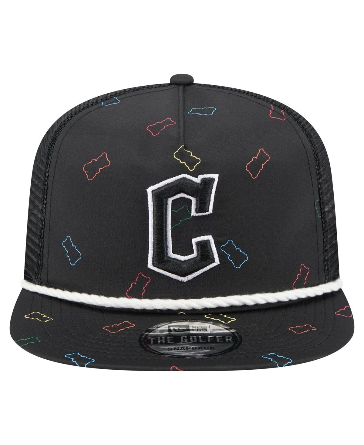 NEW ERA MEN'S BLACK CLEVELAND GUARDIANS GUMMY GOLFER TRUCKER ADJUSTABLE HAT 