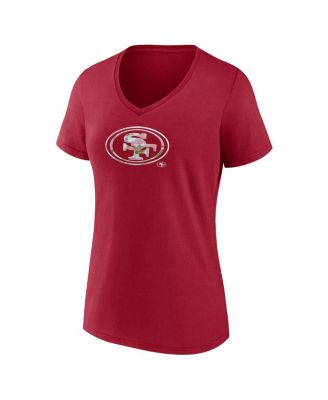 Женская спортивная футболка Scarlet San Francisco 49ers Number 1 Mom с цветочным принтом и V-образным вырезом и логотипом Athletic Women