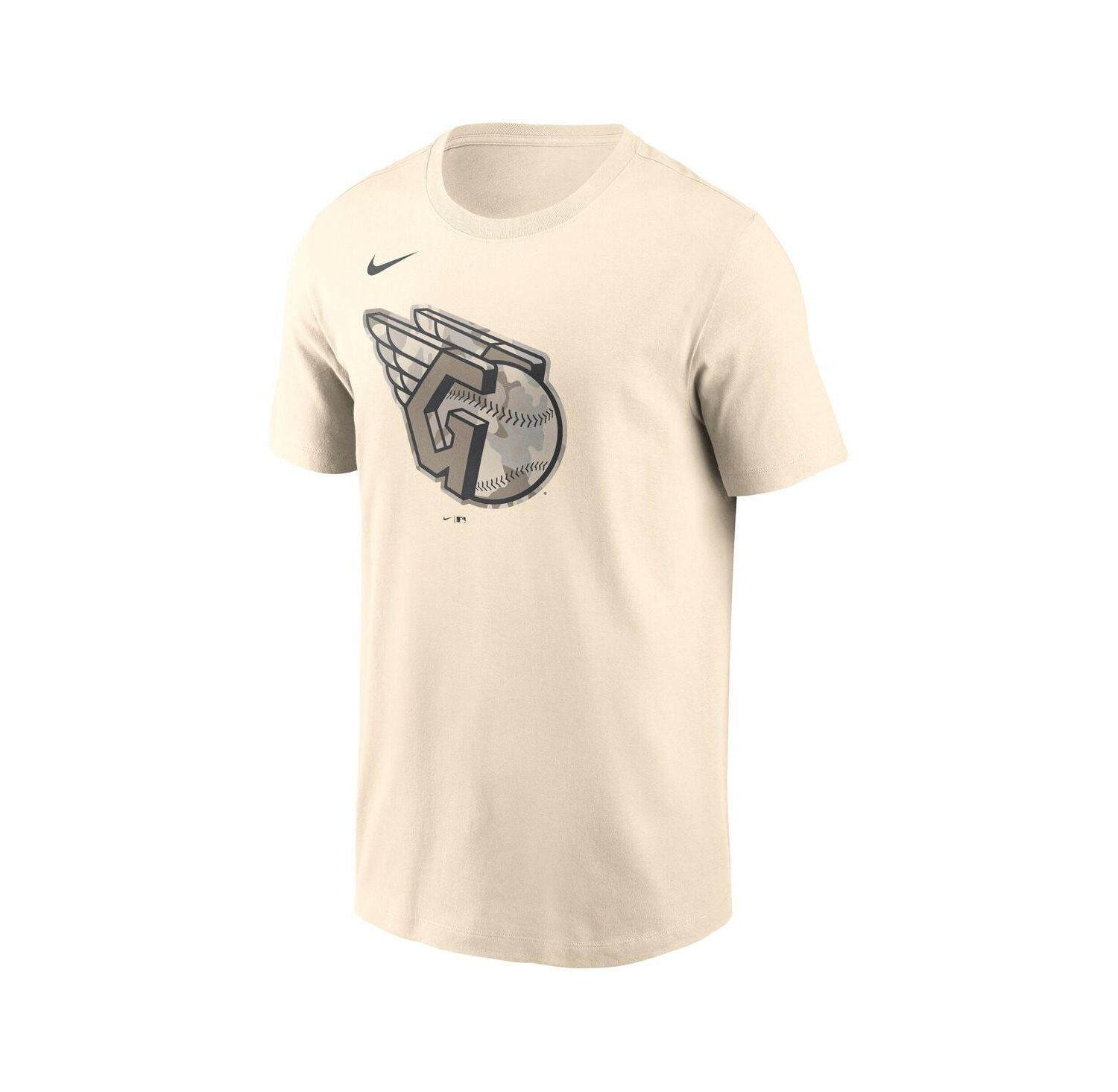 Men's Cream Cleveland Guardians Camo Logo T-Shirt