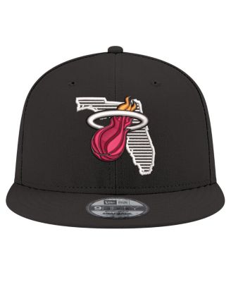 Мужская черная кепка-бейсболка New Era Miami Heat State Pride 9FIFTY Snapback черного цвета