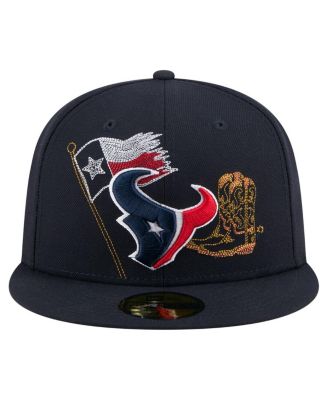 Мужская приталенная шляпа New Era темно-синего цвета Houston Texans State Stitch 59FIFTY