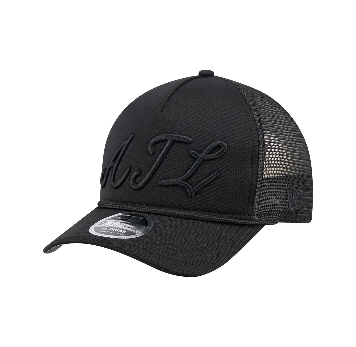 Men's Black Atlanta Braves City Initial 9FORTY A-Frame M-Crown Adjustable Trucker Hat