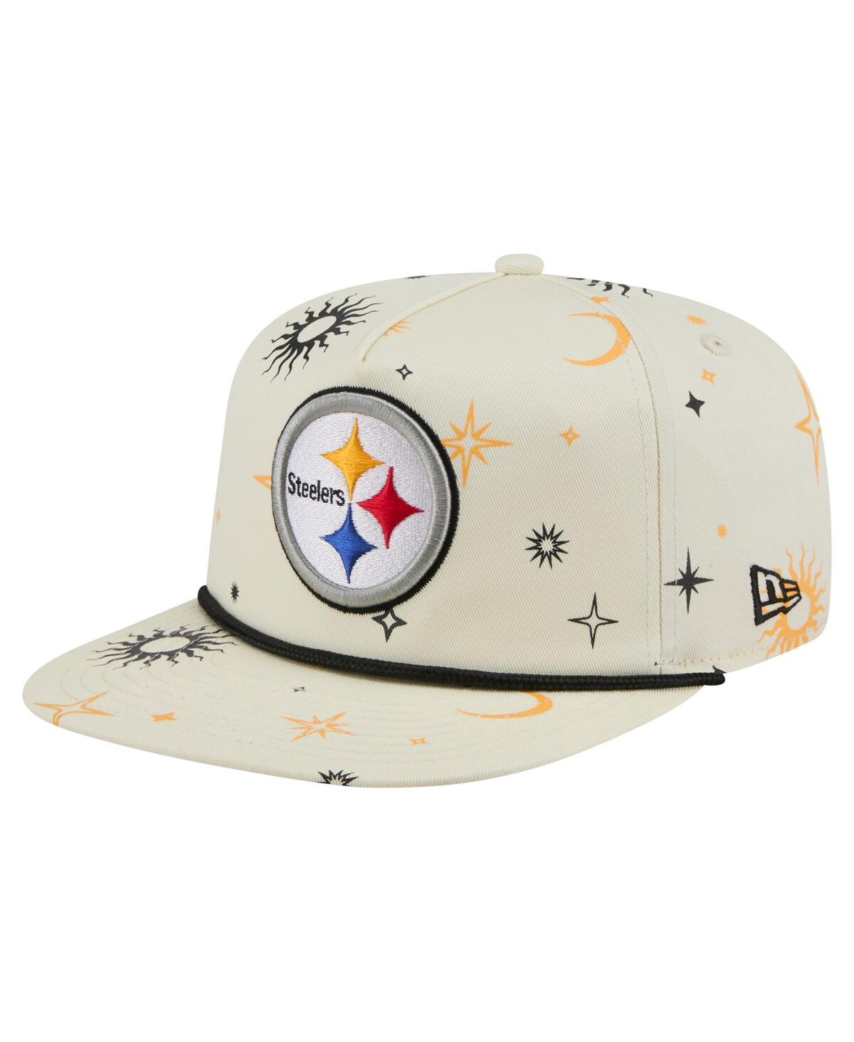 NEW ERA MEN'S CREAM PITTSBURGH STEELERS CELESTIAL GOLFER ADJUSTABLE HAT 