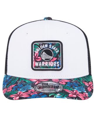 Мужская белая шляпа New Era с цветочным рисунком Golden State Warriors 9SEVENTY, регулируемая по длине