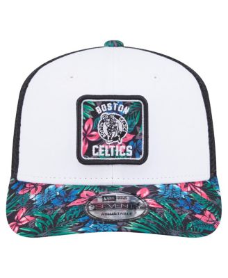 Мужская белая шляпа Boston Celtics с цветочным рисунком New Era 9SEVENTY, регулируемая по длине