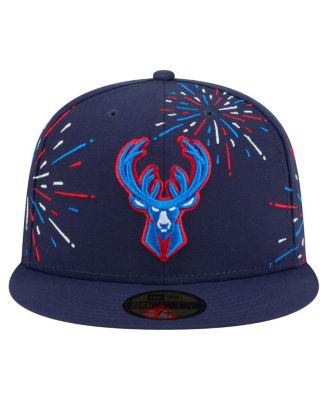 Men's Navy Milwaukee Bucks Americana Fireworks 59FIFTY Fitted Hat