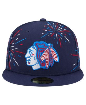 Мужская приталенная шляпа New Era темно-синего цвета Chicago Blackhawks Americana Fireworks 59 размера 