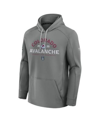 Мужская серая толстовка с капюшоном Fanatics Colorado Avalanche 2025, Плей-офф Кубка Стэнли, аутентичный флисовый пуловер Pro Rink Fly
