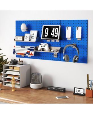 Wall-Mounted Pegboard Kit with 3 Pegboards for Garage Workshop-Navy