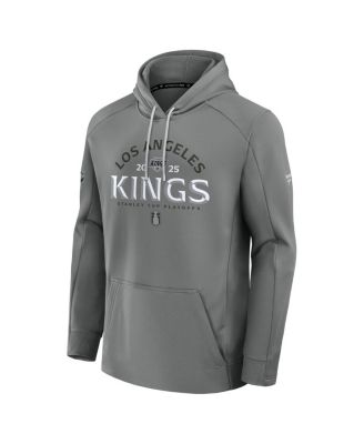 Мужская серая толстовка с капюшоном Fanatics Los Angeles Kings 2025, плей-офф Кубка Стэнли, аутентичный флисовый пуловер Pro Rink Fly