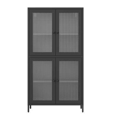 Metal Cabinet with 4 Glass Doors and Shelves