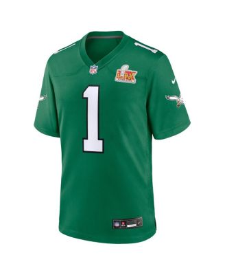 Мужская майка Nike Jalen Hurts Kelly Green Philadelphia Eagles Super Bowl LIX для 2-го запасного матча