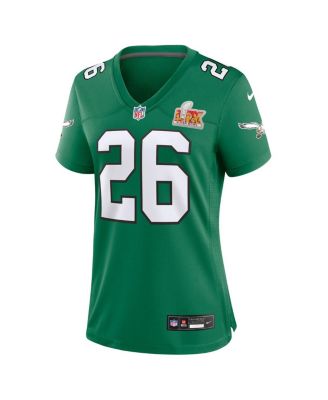Женская майка Nike Saquon Barkley Kelly Green Philadelphia Eagles Super Bowl LIX для 2-го запасного матча
