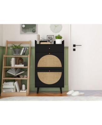 Streamdale Rattan, Allen 2 door 1 drawer cabinet, shoe rack, double layer, suitable for entrance